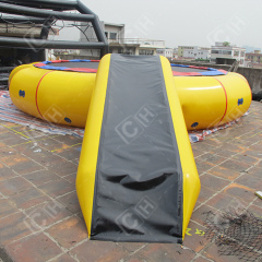 CH Yellow And Black Inflatable Water Trampline With Slide For Water Park