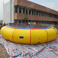 CH Yellow And Black Inflatable Water Trampline With Slide For Water Park