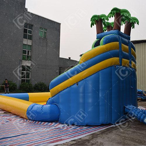 CH Palm Tree Double Slide Inflatable Water Slide With Swimming Pool For Sale