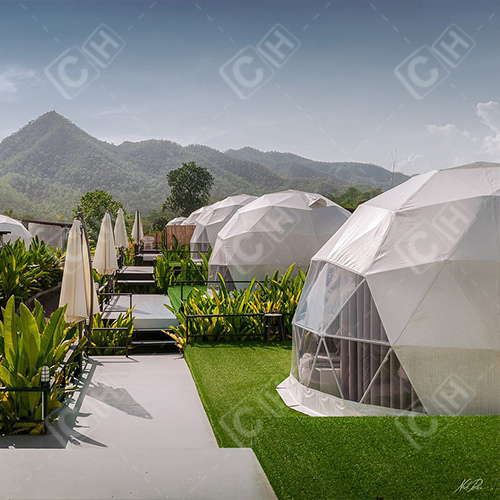 CH Transparent Igloo Geodesic Dome Tent Glamping Dome Tent With Bathroom