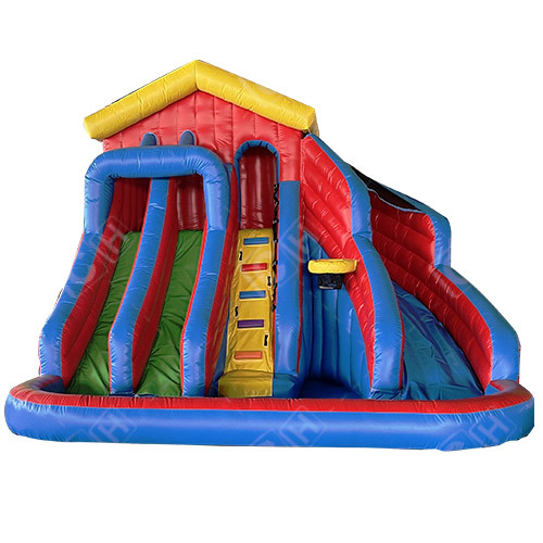 CH Summer Hot Sales Red Yellow And Blue Three Slides Inflatable Water Slide For Kids