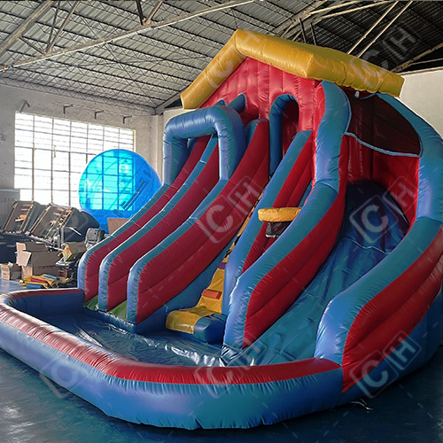 CH Summer Hot Sales Red Yellow And Blue Three Slides Inflatable Water Slide For Kids