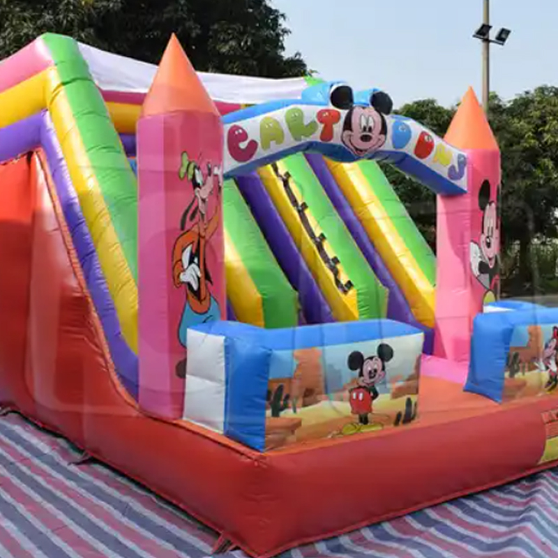 CH Mickey Animal Theme Outdoor Inflatable Bouncer Castle Slide Combo ,Commercial Inflatable Bounce House Dry Slide For Kids