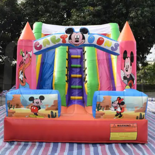 CH Mickey Animal Theme Outdoor Inflatable Bouncer Castle Slide Combo ,Commercial Inflatable Bounce House Dry Slide For Kids