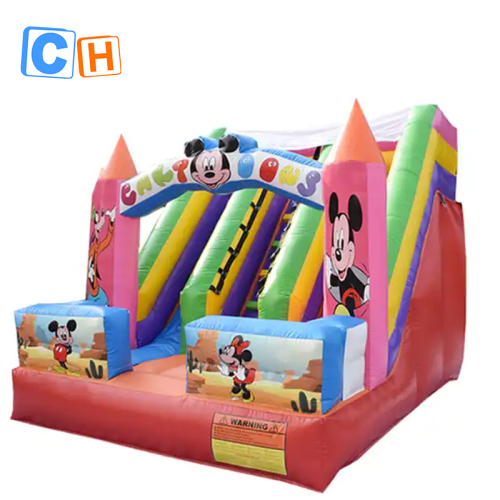 CH Mickey Animal Theme Outdoor Inflatable Bouncer Castle Slide Combo ,Commercial Inflatable Bounce House Dry Slide For Kids