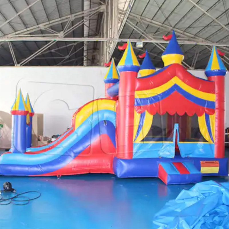 CH Inflatable Colorful Water Slide With Pool For Summer, Inflatable Circus Slide Pool For Kids