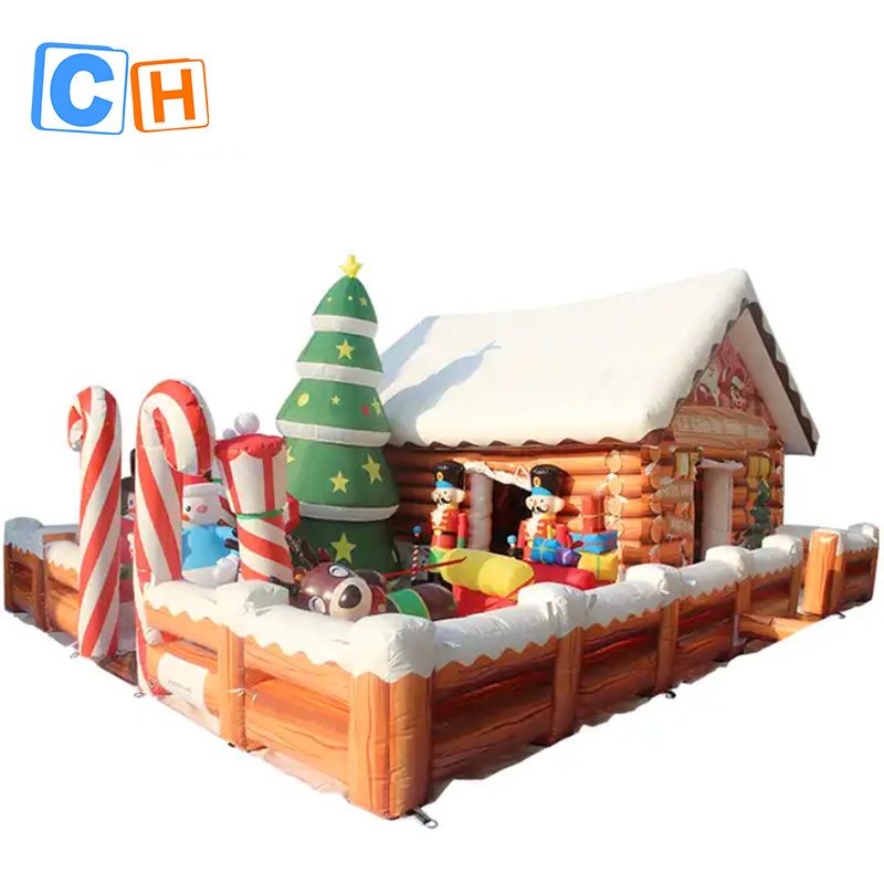 CH New Design Inflatable Cube Santa Grotto Classical Christmas Theme Party Decoration Waterproofed Winter Inflatable House Tent