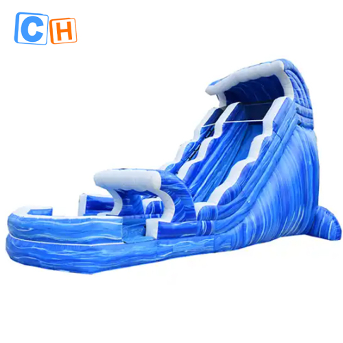 CH Summer Fast Delivery Inflatable Ocean Water Slide With Pool Inflatable Snow Wet Slide Bouncer For Kids