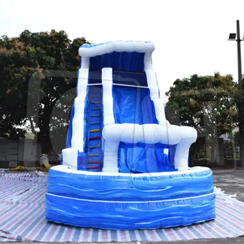 CH Summer Fast Delivery Inflatable Ocean Water Slide With Pool Inflatable Snow Wet Slide Bouncer For Kids