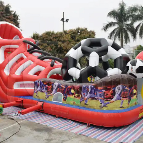 CH Commercial Inflatable Football Fun Factory Fun City Amusement Park Bouncy Jumping With Slide For Outdoor Play Ground