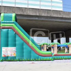 Giant Tropical Palm Jungle Water Slide Big Water Inflatable Slide Solar Powered Water Pump For Swimming Pool Slide