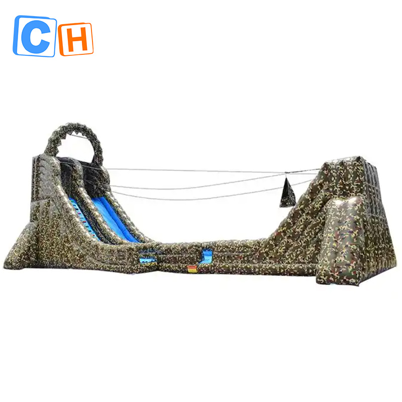 Giant Camouflage Cableway Air Slide Inflatable Slip And Slide Adult Size Scream Slide