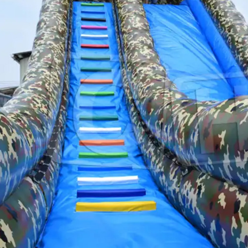 Giant Camouflage Cableway Air Slide Inflatable Slip And Slide Adult Size Scream Slide