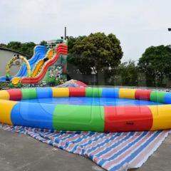 CH Ground Blue Kids Outdoor Colorful Inflatable Rectangle Heavy Duty PVC Swimming Pool For Playing Water Games For Kids