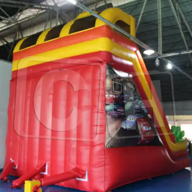 CH Factory Price Inflatable Bouncer Cars Dual Lane Slides Slip Outside Kids Playground Square