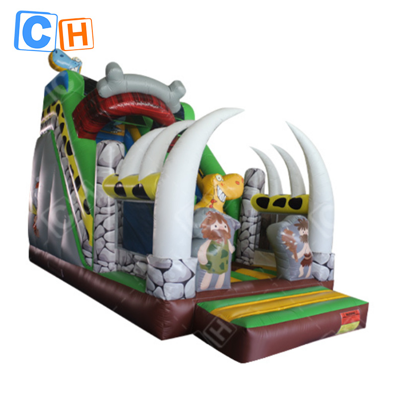 CH Outdoor Backyard Stone Age Theme Inflatable Slide Inflatable Dry Slide For Rent