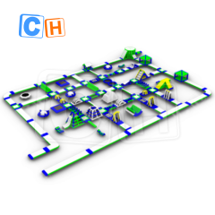 CH Latest Giant Green Blue And White Inflatable Water Park Floating Inflatable Aqua Park