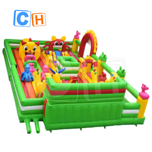 Giant Inflatable Cartoon Castle For Kids, Big Inflatable Garden Amusement Park For Sale