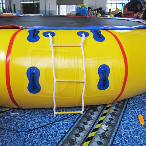 CH Yellow And Black Inflatable Water Trampline With Slide For Water Park