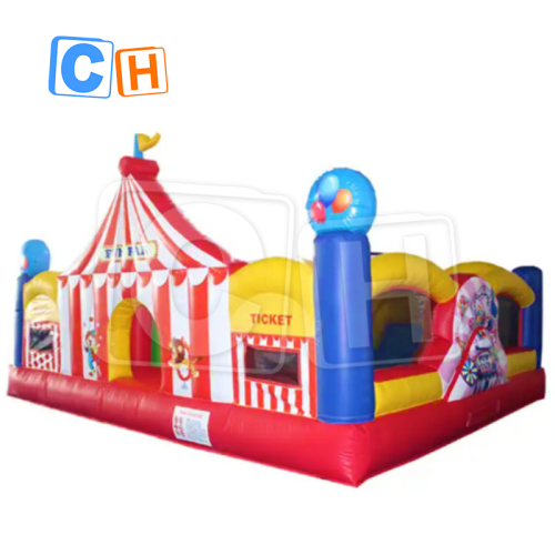 CH Newest Design Inflatable Circus Combo With Slide For Summer, Inflatable Clown Small Fun City For Kids