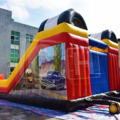 CH 2023 Racing Car Inflatable Double Lane Slip Slide, Inflatable Dry Slide For Kids And Adults