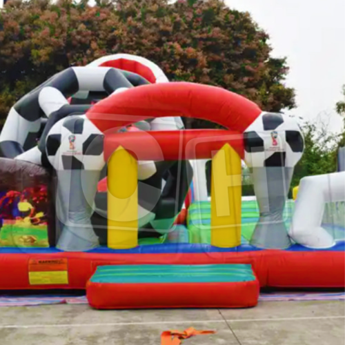 CH Commercial Inflatable Football Fun Factory Fun City Amusement Park Bouncy Jumping With Slide For Outdoor Play Ground