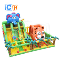 CH Giant Lion Elephant Animal Inflatable Combo Bouncer Casltle Inflatable Jumping Bouncer With Slide For Kids