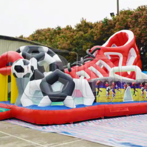 CH Commercial Inflatable Football Fun Factory Fun City Amusement Park Bouncy Jumping With Slide For Outdoor Play Ground