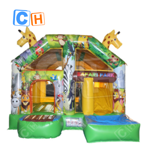 CH Popular Cute Giraffe Wildlife Inflatable Bouncer Castle With Slide And Pool