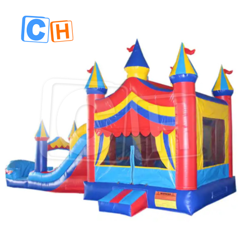 CH Inflatable Colorful Water Slide With Pool For Summer, Inflatable Circus Slide Pool For Kids