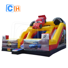 CH 2023 Racing Car Inflatable Double Lane Slip Slide, Inflatable Dry Slide For Kids And Adults