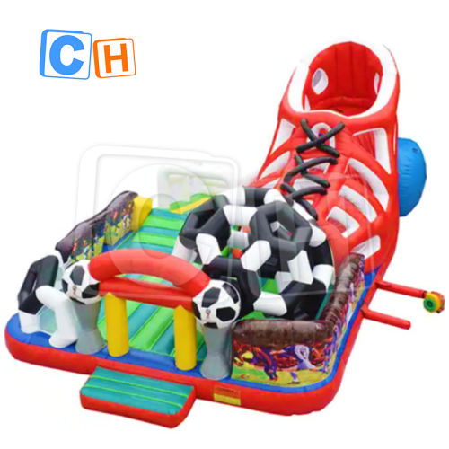 CH Commercial Inflatable Football Fun Factory Fun City Amusement Park Bouncy Jumping With Slide For Outdoor Play Ground