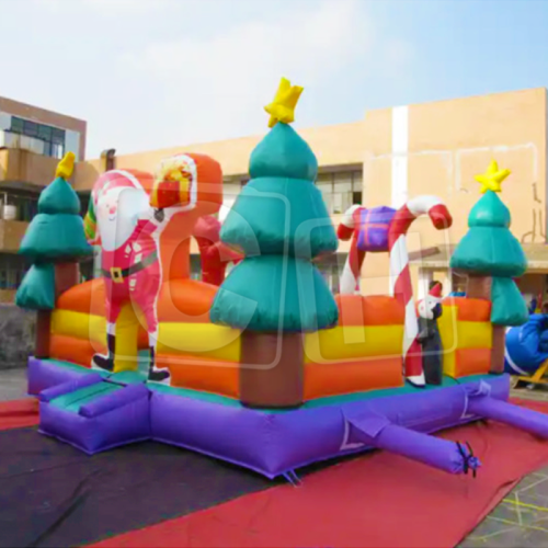 CH Fast Delivery Inflatable Christmas Bouncer For Promotion, Inflatable Santa House Bounce With Customized Design