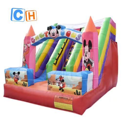 CH Mickey Animal Theme Outdoor Inflatable Bouncer Castle Slide Combo ,Commercial Inflatable Bounce House Dry Slide For Kids