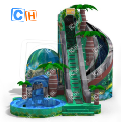 CH Modern Design Giant Forest Spiral Inflatable Water Slide With Pool