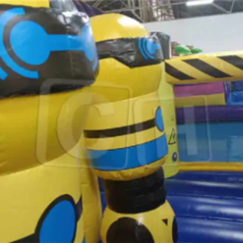 CH Party Events Games Commercial Good Quality Kids robot theme Climbing Dry Slide Rental Inflatable Castle Bounce House Combo slide