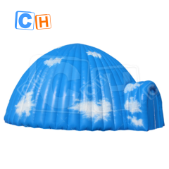 CH Giant Blue And White Inflatable Dome Tent With LED Light Inflatable Party Tent For Sale