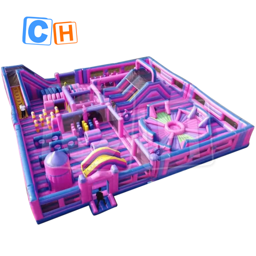 CH Huge 400sqm Inflatable Amusement Park Obstacle Course For Adults,Park Giant Inflatable Slide For Adult