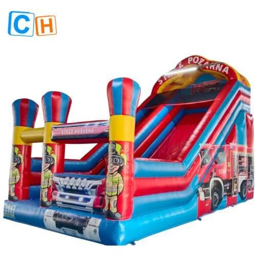 CH Fire Engine Theme Inflatable Bounce House For Kids,Hot Sale Inflatable Bouncer Slide Combo