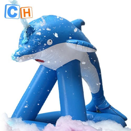 CH Outdoor Fiery Dragon And Dolphin Water Inflatable With 1000w Foam Machine For Sale