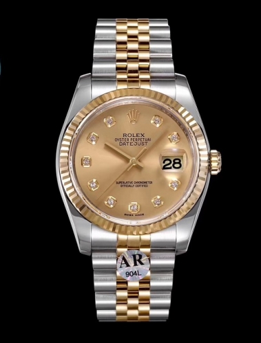 Noobwristwatch  Best Rep AR V3 Datejust 18K Yellow Gold Oyster 116233 36 mm Oystersteel Womens Watch