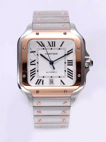 NOOBWRISTWATCH BEST REP CARTIER SANTOS 2 TONES ROSE GOLD W2SA0006 AND W2SA0007 39.8MM/35.1MM MENS WOMENS WATCHES