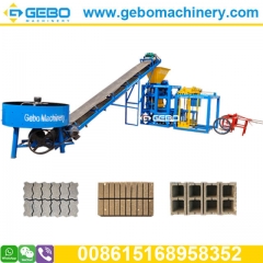 QT4-24 concrete brick making machine price, hollow block machine stacker