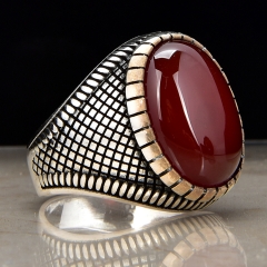 Best selling silver fashion big onyx agate stone ring 925 jewelry