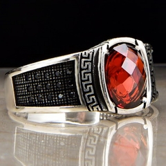 Red zircon design big stone sterling silver 925 figure ring wholesale