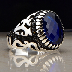 Women Latest Design Jewelry Blue Zircon Ring Blue 2019