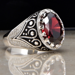 2020 fashion ruby gemstone sterling silver ring