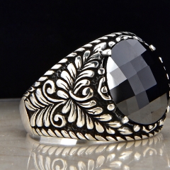 Big stone Style 925K Sterling Silver Ottoman Empire Men Ring