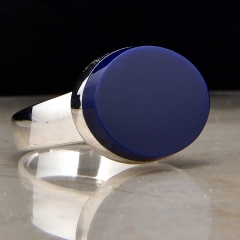 Blue enamel or agate signet ring men jewelry customization