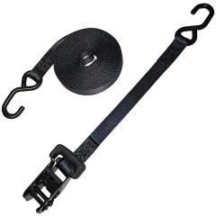 1" Heavy Duty Rubber Handle Ratchet Strap w/ S-Hooks